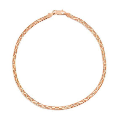 925 Sterling Silver Rose Gold Plating Braided Abstract Anklets (Single) | Gift for Women & Girls | - Rajputtrade