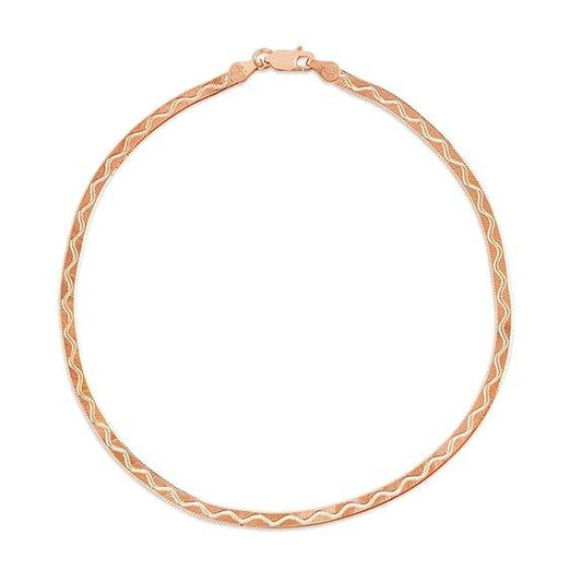 925 Sterling Silver Rose Gold Plating Braided Abstract Anklets (Single) | Gift for Women & Girls | - Rajputtrade