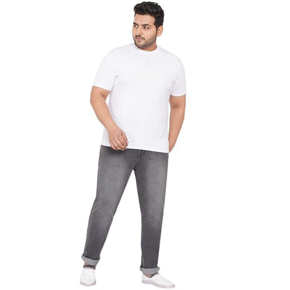 JOHN PRIDE Plus Size Men's Stretchable Mid-Rise Comfort Fit Clean Look Grey Cotton Jeans for Men - Rajputtrade