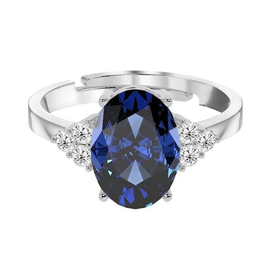 925 Sterling Silver Oval Stone Ring with Adjustable Band | Gift for Women Wife Girls - Rajputtrade