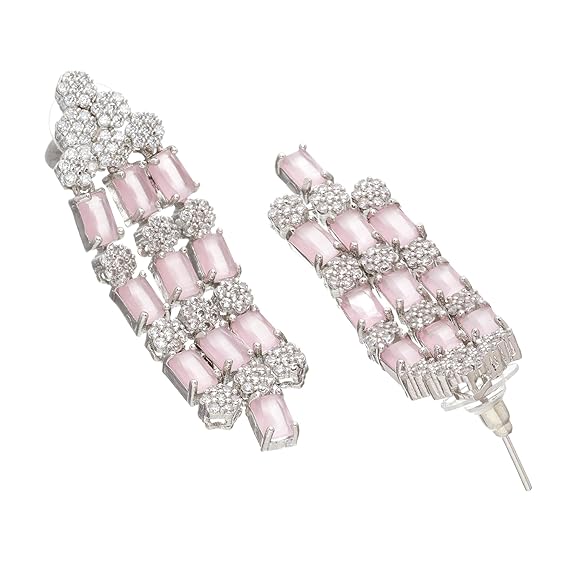 Necklace With Earrings Jewellery Set For Girls and Women (Pink) - Rajputtrade