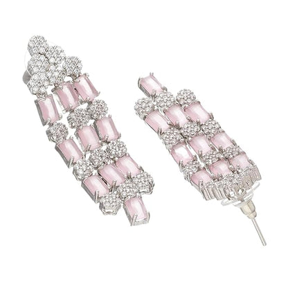 Necklace With Earrings Jewellery Set For Girls and Women (Pink) - Rajputtrade