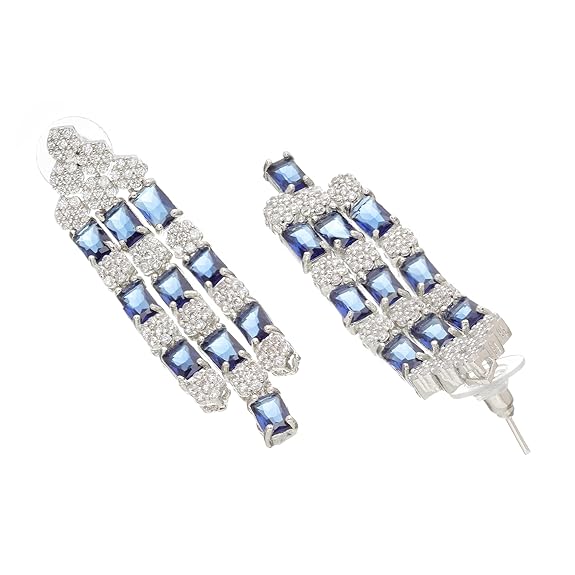 Necklace With Earrings Jewellery Set For Girls and Women (Blue) - Rajputtrade