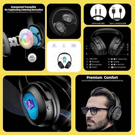 HEST Deepbeat TSP H1 | The Sonic Pioneer (TSP) | ANC | Deep Bass | 25 to 30 Hour Play-Time (Black) - Rajputtrade
