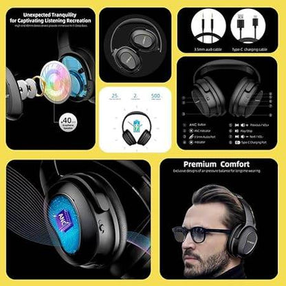 HEST Deepbeat TSP H1 | The Sonic Pioneer (TSP) | ANC | Deep Bass | 25 to 30 Hour Play-Time (Black) - Rajputtrade