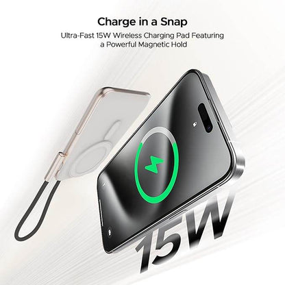 boAt Energyshroom PB330 MagnaCharge 10000 mAh Magnetic Wireless Power Bank w/ 15W Wireless Charging, Charge(White) - Rajputtrade