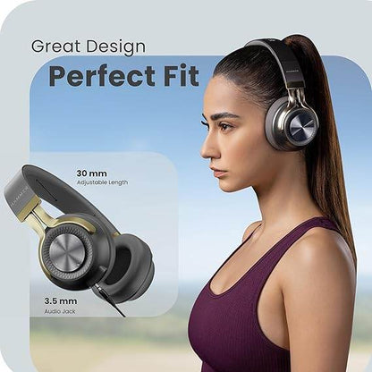 HAMMER Bash 2.0 Over The Ear Wireless Bluetooth Headphones with Mic, Upto 8 Hours Playtime (Grey) - Rajputtrade