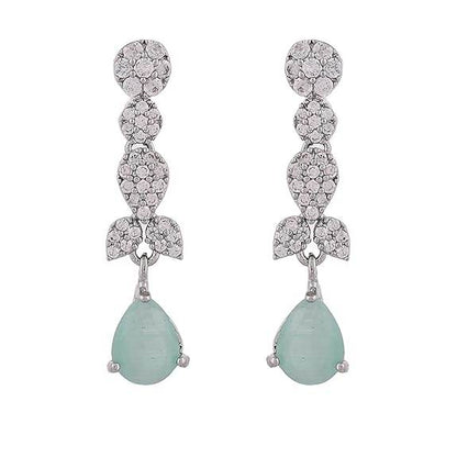 Elegance Green And White Teardrop Cut Cz Jewellery Set For Women | Jewellery Set - Rajputtrade