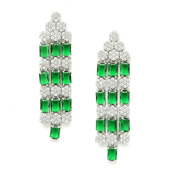 Necklace With Earrings Jewellery Set For Girls and Women (Green) - Rajputtrade