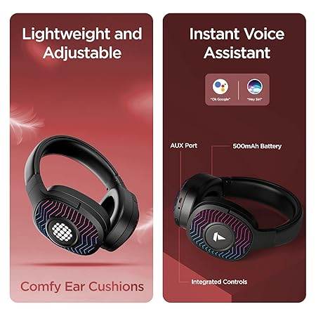 boAt Rockerz 550 Sunburn Edition with 50MM Drivers, 20 Hours Playback, Physical Noise Isolation, Wireless Headphone (Cosmic Black) - Rajputtrade