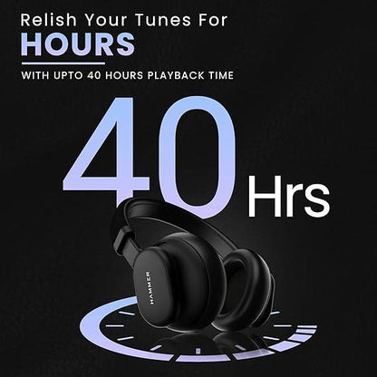 HAMMER Bash Max Over The Ear Wireless Bluetooth Headphones with Mic, Upto 40 Hours Playtime (Black) - Rajputtrade
