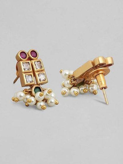24K Gold-Plated Handcrafted Artificial Lotus Motif Jewelry Set with Earrings For Women and Girls - Rajputtrade