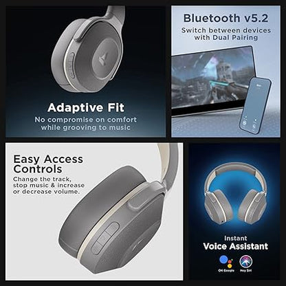 boAt Rockerz 425 Bluetooth Wireless On Ear Headphones Signature Sound, Enx Tech, ASAP Charge, 25H Playtime (Grey)