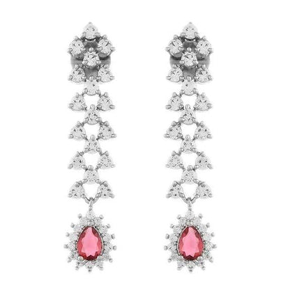 Dazzling Red American Diamond Necklace Set For Women - Rajputtrade