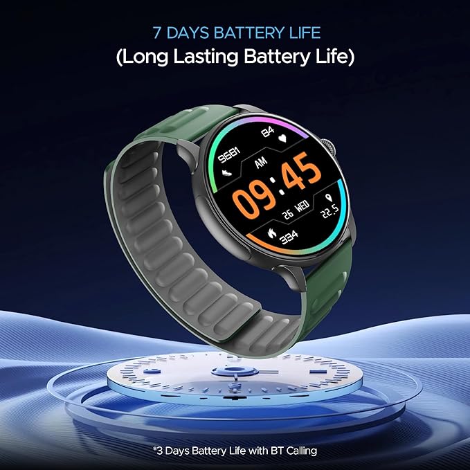 boAt Lunar Oasis w/TBT Navigation, QR Tray, 1.43" (3.6 cm) AMOLED Display, Men & Women(Olive Green)