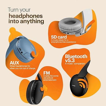 Noise Two Wireless On-Ear Headphones with 50 Hours Playtime, Low Latency(up to 40ms) BT v5.3 (Bold Black)