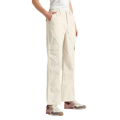 Women Relaxed Casual Pants, Ecru White (Size S) - Rajputtrade
