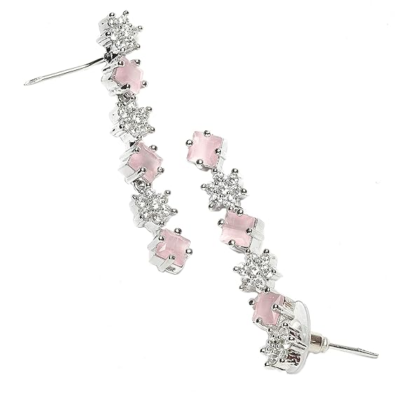 Necklace With Earrings Jewellery Set For Girls and Women (Pink) - Rajputtrade