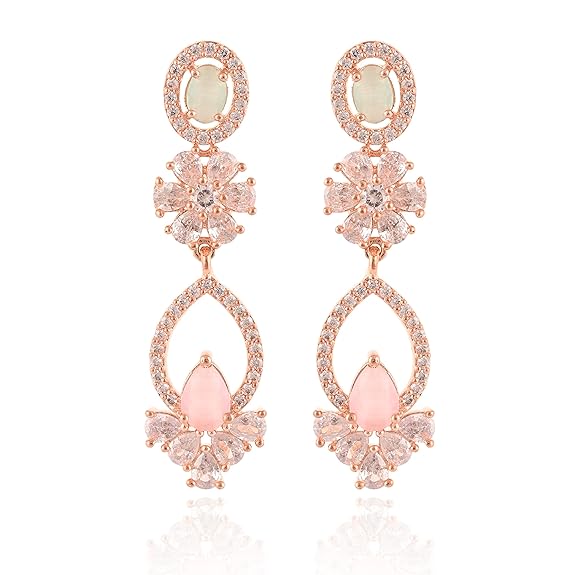 Jewellery Necklace Set with Earring for Women/Girls (Pink) - Rajputtrade