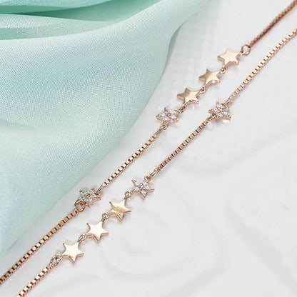 925 Sterling Silver Rose Gold Plated Anklet (Pair) | Gift for Women & Girls | - Rajputtrade