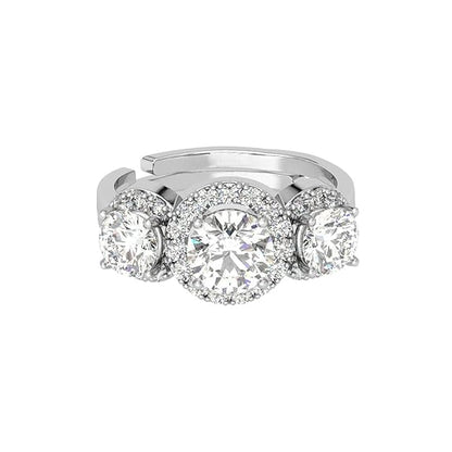 Pure 925 Sterling Silver Solitaire Finger Ring with Adjustable Band | Gift for Women Girls Wife Girlfriend | Multiple Design Options - Rajputtrade