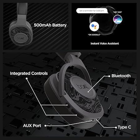 boAt Rockerz 550/Rockerz 558 Over Ear Bluetooth Headphones with Upto 20 Hours Playback, 50MM Drivers (Black)