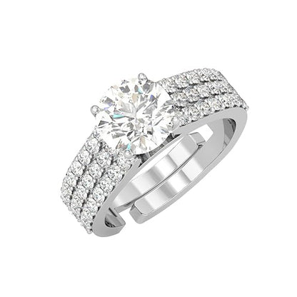 Pure 925 Sterling Silver Solitaire Finger Ring with Adjustable Band | Gift for Women Girls Wife Girlfriend | Multiple Design Options - Rajputtrade