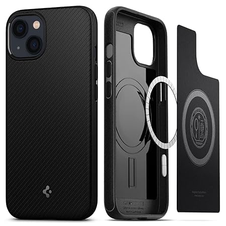 Spigen Mag Armor Back Cover Case Compatible with iPhone 13 (TPU | Matte Black)