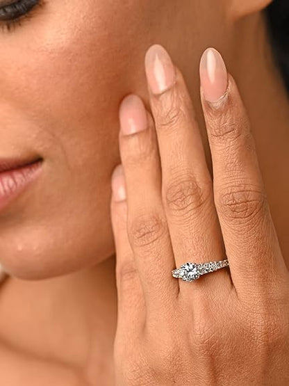 Pure 925 Sterling Silver Solitaire Finger Ring with Adjustable Band | Gift for Women Girls Wife Girlfriend | Multiple Design Options - Rajputtrade