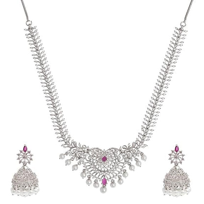 Silver Plated Brass Necklace Set For Womens Jewellery Set - Rajputtrade