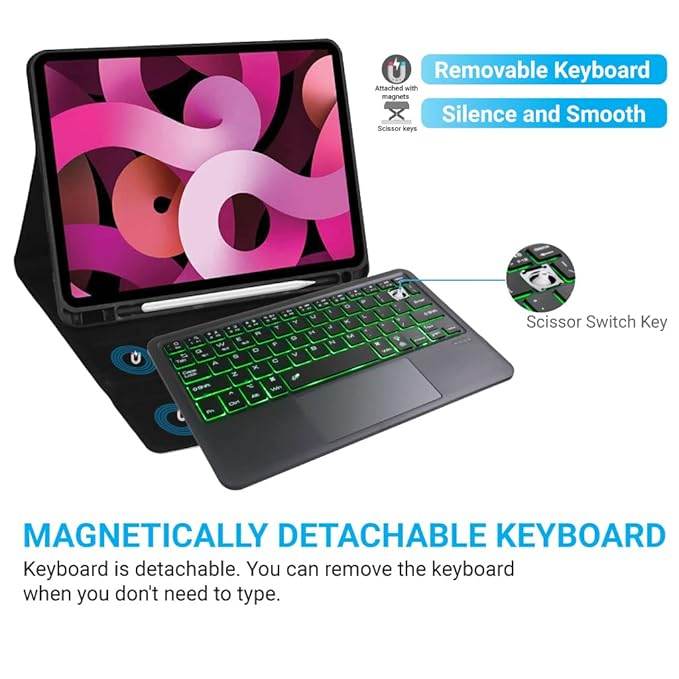 Concept Kart B102D Wireless Keyboard with Touchpad & Backlit, Ultra-Slim, Multi Device Connection, Smart Touchpad with Backlit Bluetooth 5.0 Keyboard for iPad, Laptop Android, Windows, iOS - Rajputtrade