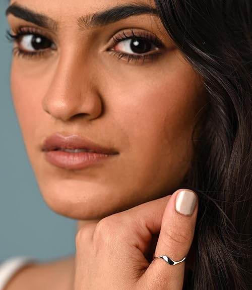 925 Sterling Silver Wave Finger Ring | Size Adjustable | Thumb Band | Gift for Women Girls Wife Girlfriend - Rajputtrade