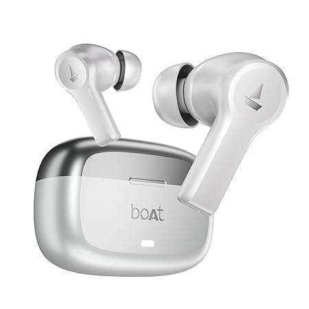 boAt Nirvana Lucid w/ 32 dB ANC, Multi-Point Connectivity, in-Ear Detection, 60HRS Playback, Hearables App, 4 Mics ENx, IPX5 Truly Wireless in Ear Earbuds, TWS Ear Buds(Zinc White) - Rajputtrade