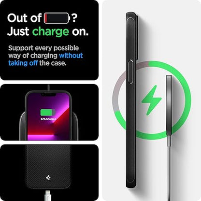 Spigen Mag Armor Back Cover Case Compatible with iPhone 13 Pro (TPU | Matte Black)
