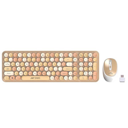 Ant Esports WKM44 Keyboard and Mouse Combo, Colourful Wireless Keyboard with Round Keycaps,2.4GHz Dropout-Free Connection, Long Battery Life, Cute Wireless Mouse for PC/Laptop/Computer- Candy Brown - Rajputtrade