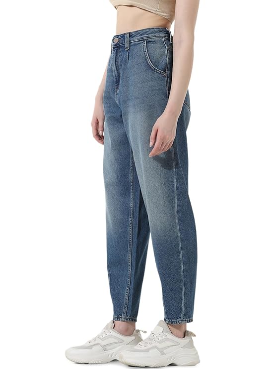 Women's Loose Fit Jeans, Medium Blue Denim (Size 34) - Rajputtrade