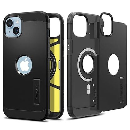 Spigen Tough Armor MagFit Back Cover Case Compatible with iPhone 14 (TPU + Poly Carbonate | Black)