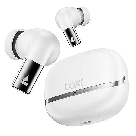 boAt Airdopes Ultra Pro (2025), 100Hrs Battery, Dual Pairing, Spatial Audio, App Support, Fast Charge, 4Mics ENx, v5.3 Bluetooth Earbuds, TWS Ear Buds Wireless Earphones with mic (Zinc White) - Rajputtrade
