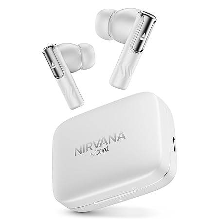 boAt Nirvana Ivy, 50dB Hybrid Active Noise Cancellation, 360º Spatial Audio,Fast Charge,App Support, v5.3 Bluetooth Earbuds, TWS Ear Buds Wireless Earphones with mic (Gunmetal White) - Rajputtrade