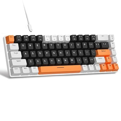 MageGee Portable 60% Mechanical Gaming Keyboard, MK-Box LED Backlit Compact 68 Keys Mini Wired Office Keyboard with Blue Switch for Windows Laptop PC Mac - Black/White - Rajputtrade