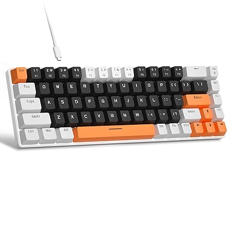 MageGee Portable 60% Mechanical Gaming Keyboard, MK-Box LED Backlit Compact 68 Keys Mini Wired Office Keyboard with Blue Switch for Windows Laptop PC Mac - Black/White - Rajputtrade