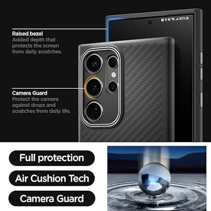 Spigen Enzo Aramid for Samsung Galaxy S24 Ultra Case, Galaxy S24 Ultra Back Cover - Matte Black