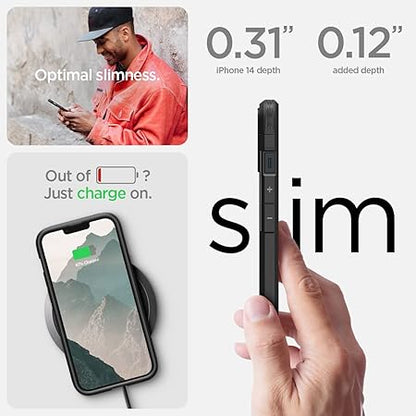 Spigen Tough Armor MagFit Back Cover Case Compatible with iPhone 14 (TPU + Poly Carbonate | Black)