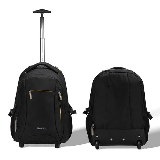 NOVEX Pacific 35 Litre Water Resistant Laptop Trolley Bags for Travel with 3 Compartments 15.6" Roller Case for Office Travel Bag for Men & Women | 2 Wheels Trolley Backpack Laptop - Rajputtrade