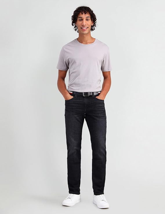 U.S. Polo Assn. Denim Co. Men's Black Mid Rise Wash Button Cotton Slim Jeans - Rajputtrade