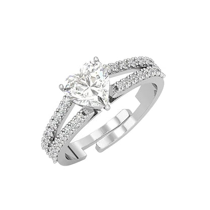 Pure 925 Sterling Silver Solitaire Finger Ring with Adjustable Band | Gift for Women Girls Wife Girlfriend | Multiple Design Options - Rajputtrade