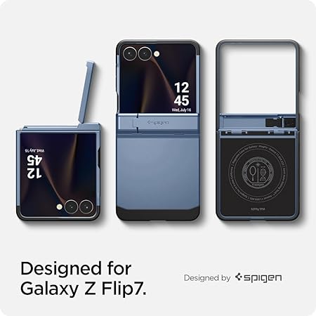 Spigen Tough Armor Pro MagFit for Samsung Galaxy Z Flip 7 Case, Galaxy Z Flip7 Back Cover - TPU + Poly Carbonate｜Sierra Blue
