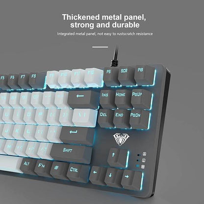 AULA F3287 TKL Tenkeyless Mechanical Wired USB Gaming Keyboard | 8 Different Pre-Set Game Modes Without Numlock Keys (Grey, White) - Rajputtrade