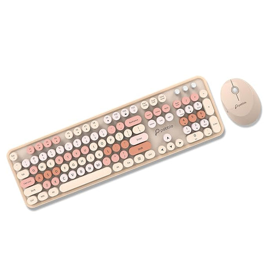Pebble Digit002 Wireless Keyboard & Mouse Combo with 8 Million Keystrokes - Peach - Rajputtrade