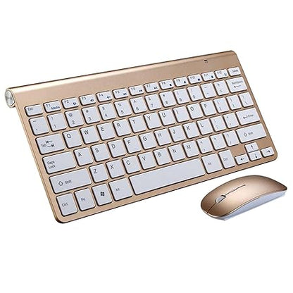 MERISHOPP Mini Flat Quiet Wireless Keyboard Mouse Combo Golden | Computers/Tablets & Networking | Keyboards Mice & Pointers | Keyboard & Mouse Bundles - Rajputtrade